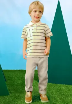 Mayoral pantaloni cu amestec de in pentru copii culoarea verde, neted, 3568 imagine