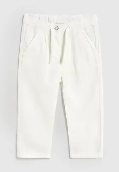 Mayoral pantaloni cu amestec de in pentru copii relaxed fit culoarea alb, neted, 1580 imagine