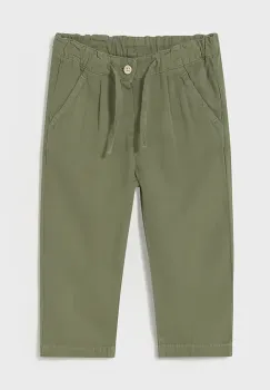 Mayoral pantaloni cu amestec de in pentru copii relaxed fit culoarea verde, neted, 1580 imagine