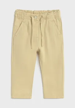 Mayoral pantaloni cu amestec de in pentru copii relaxed fit culoarea verde, neted, 1580 imagine