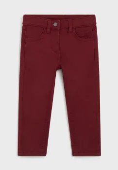Mayoral pantaloni de bumbac pentru copii slim fit basic culoarea bordo, neted, 563 imagine