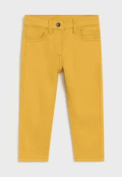 Mayoral pantaloni de bumbac pentru copii slim fit basic culoarea galben, neted, 563 imagine