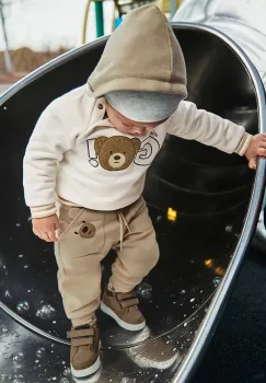 Mayoral pantaloni de trening pentru copii culoarea bej, cu imprimeu, 2504 imagine