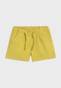 Mayoral pantaloni scurti din amestec de in pentru copii culoarea galben, talie reglabila, 1247 imagine