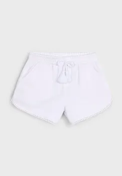 Mayoral pantaloni scurti din bumbac pentru copii culoarea alb, neted, talie reglabila, 607 imagine