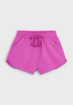 Mayoral pantaloni scurti din bumbac pentru copii culoarea violet, neted, talie reglabila, 607 imagine