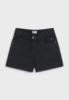 Mayoral pantaloni scurti din denim pentru copii culoarea negru, neted, 6217 imagine