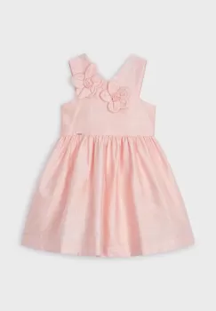 Mayoral rochie cu amestec de in pentru copii culoarea bej, mini, evazati imagine