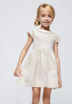 Mayoral rochie cu amestec de in pentru copii culoarea bej, mini, evazati imagine