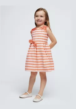 Mayoral rochie cu amestec de in pentru copii culoarea portocaliu, mini, evazati imagine