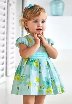 Mayoral rochie de in pentru bebelusi culoarea turcoaz, mini, evazati imagine