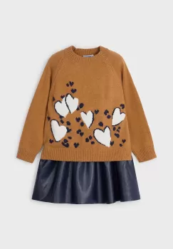 Mayoral rochie din amestec de lana pentru copii culoarea rosu, mini, evazati, 4925 imagine