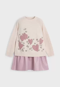 Mayoral rochie din amestec de lana pentru copii culoarea roz, mini, evazati, 4925 imagine