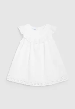 Mayoral rochie din bumbac pentru bebelusi culoarea alb, mini, evazati imagine