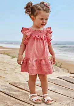 Mayoral rochie din bumbac pentru bebelusi culoarea roz, mini, drept imagine