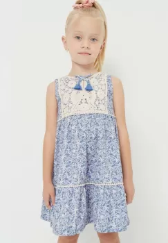 Mayoral rochie din bumbac pentru copii culoarea albastru marin, mini, drept imagine