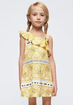 Mayoral rochie din bumbac pentru copii culoarea galben, mini, evazati imagine