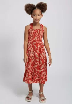 Mayoral rochie din bumbac pentru copii culoarea portocaliu, midi, drept imagine
