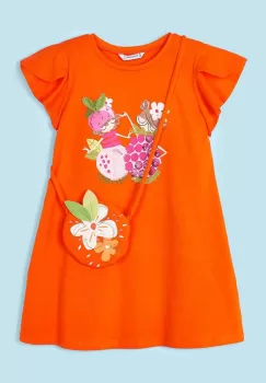 Mayoral rochie din bumbac pentru copii culoarea portocaliu, mini, evazati imagine