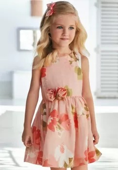 Mayoral rochie din in pentru copii culoarea bej, mini, evazati imagine