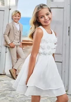 Mayoral rochie fete culoarea bej, mini, evazati imagine