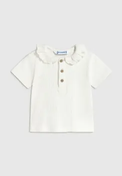 Mayoral tricou copii culoarea bej, cu guler, 1104 imagine