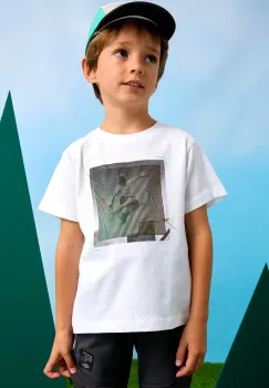 Mayoral tricou de bumbac pentru copii culoarea alb, cu imprimeu, 3035 imagine