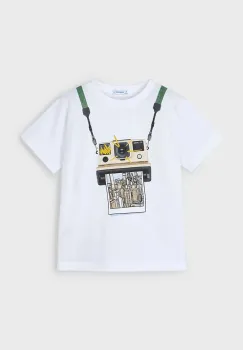 Mayoral tricou de bumbac pentru copii culoarea alb, cu imprimeu, 3044 imagine