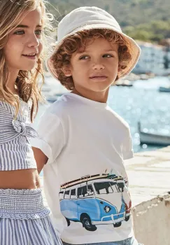 Mayoral tricou de bumbac pentru copii culoarea alb, cu imprimeu, 3047 imagine