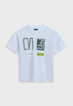Mayoral tricou de bumbac pentru copii culoarea alb, neted, 6014 imagine
