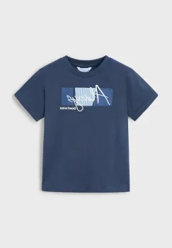 Mayoral tricou de bumbac pentru copii culoarea albastru marin, cu imprimeu, 3025 imagine