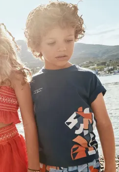 Mayoral tricou de bumbac pentru copii culoarea albastru marin, cu imprimeu, 3029 imagine