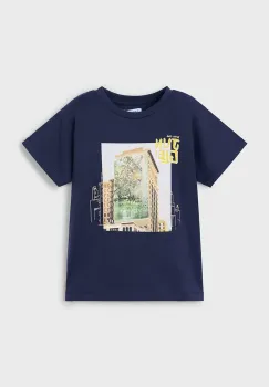 Mayoral tricou de bumbac pentru copii culoarea albastru marin, cu imprimeu, 3043 imagine