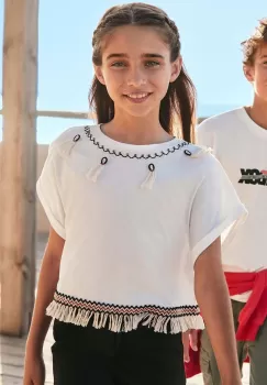 Mayoral tricou de bumbac pentru copii culoarea bej imagine