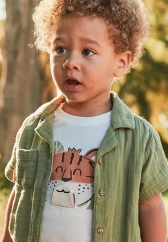 Mayoral tricou de bumbac pentru copii culoarea bej, cu imprimeu, 1055 imagine