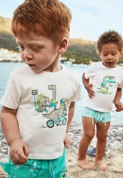 Mayoral tricou de bumbac pentru copii culoarea bej, cu imprimeu, 1062 imagine