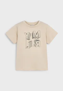 Mayoral tricou de bumbac pentru copii culoarea bej, cu imprimeu, 170 imagine