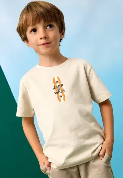 Mayoral tricou de bumbac pentru copii culoarea bej, cu imprimeu, 3039 imagine