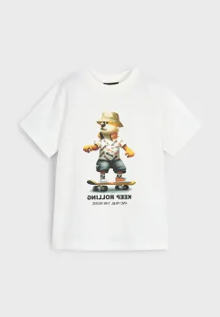 Mayoral tricou de bumbac pentru copii culoarea bej, cu imprimeu, 3041 imagine