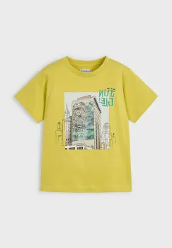 Mayoral tricou de bumbac pentru copii culoarea galben, cu imprimeu, 3043 imagine