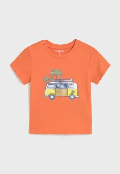Mayoral tricou de bumbac pentru copii culoarea portocaliu, cu imprimeu, 1063 imagine