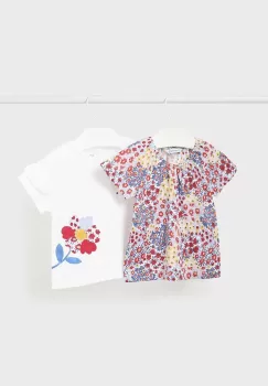 Mayoral tricou din bumbac pentru bebelusi 2-pack culoarea alb imagine