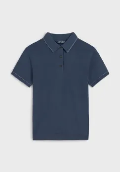 Mayoral tricou polo copii culoarea albastru marin, neted, 6129 imagine