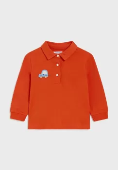 Mayoral tricouri polo din bumbac pentru bebelusi culoarea portocaliu, neted, 2184 imagine