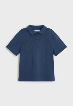 Mayoral tricouri polo din bumbac pentru copii culoarea albastru marin, neted, 3109 imagine