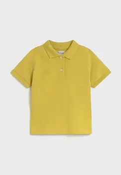 Mayoral tricouri polo din bumbac pentru copii culoarea galben, uni, 102 imagine
