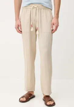 MC2 Saint Barth pantaloni din in barbati, culoarea bej, drept, CAA0001 imagine
