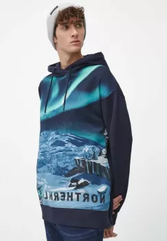 Medicine bluza barbati, culoarea albastru marin, cu gluga, cu imprimeu imagine