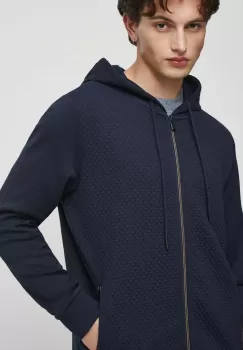 Medicine bluza barbati, culoarea albastru marin, cu gluga, neted imagine