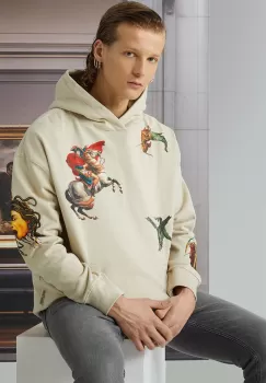 Medicine bluza barbati, culoarea bej, cu gluga, cu imprimeu imagine